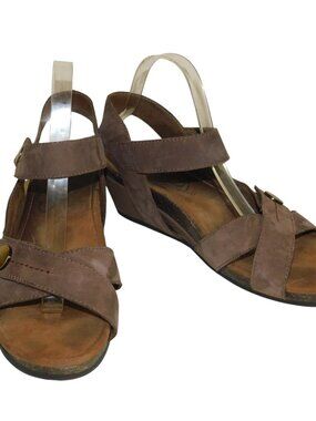 OTBT Sandey Brown Leather Wedge Sandals Size 10M